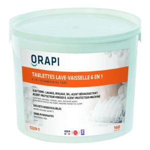 Tabletten voor Vaatwasser 6 in 1 - 160 Tabletten van 15g | Merk Orapi