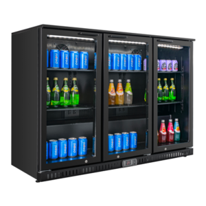Refrigerated Back Bar 328 L 3 Glass Doors Black