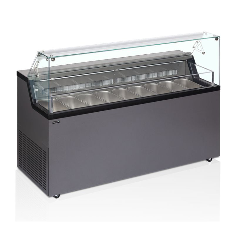 Vitrine voor ijs met bedieningsdeksel - TEFCOLD Mirabella 9, 9 x 5 L - Optimale capaciteit voor uw ijsjes