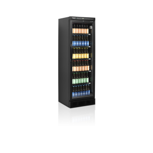 Black TEFCOLD Beverage Refrigerated Cabinet - Glass Door 347L - Elegance and Performance