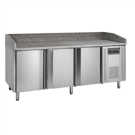 Edelstahl-Pizzatisch - 400 x 600 mm - 3 Türen | Marke TEFCOLD