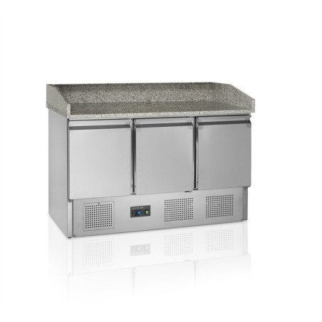 Edelstahl-Pizzatisch GN 1/1 - 3 Volltüren TEFCOLD PT1365 | Kühlung 400L, automatische Abtauung | Fourniresto