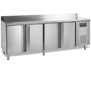 Negative Stainless Steel Refrigerated Table with Backsplash - 4 Doors - 460 L | TEFCOLD