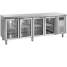 Tafelkoelkast RVS - 4 Glazen Deuren GN 1/1 - TEFCOLD CK7410G