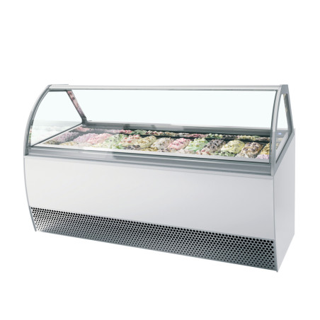 Geventileerde IJs Vitrine met Gebogen Voorkant - TEFCOLD LX24: Professionele presentatie van ijs en bewaring+