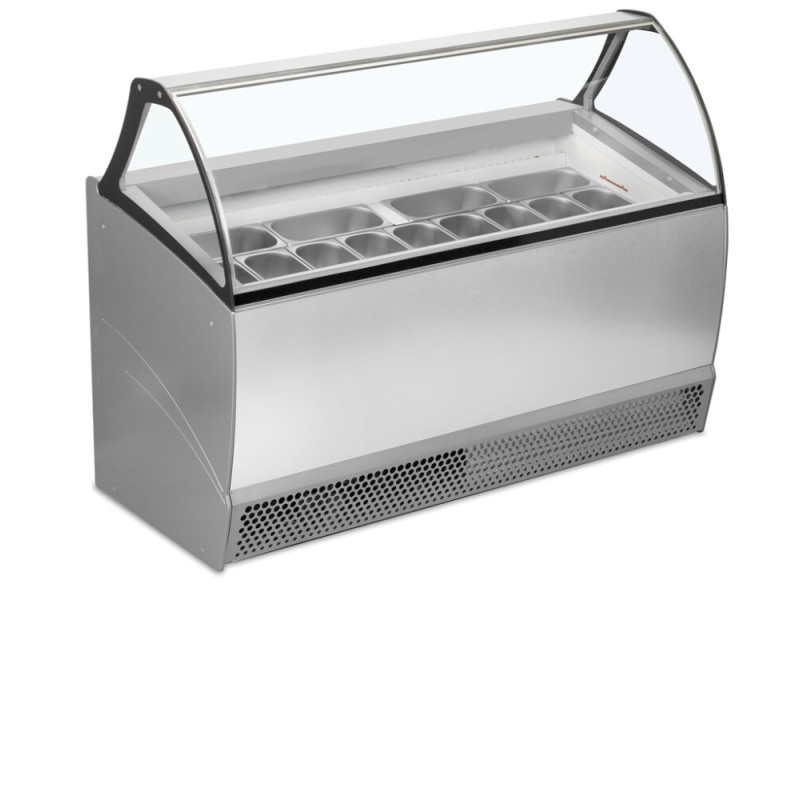 Vitrine für belüftetes Eis 13x5L TEFCOLD Bermuda RV13 - Gleichmäßige Temperatur, beheiztes Glas, LED-Beleuchtung, Stauraum darun