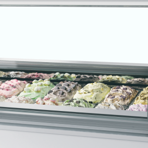 Vitrine für belüftetes Eis mit gebogener Front - 18 x 5 L - TEFCOLD Millenium LX18: Spektakuläre Präsentation Ihrer professionel