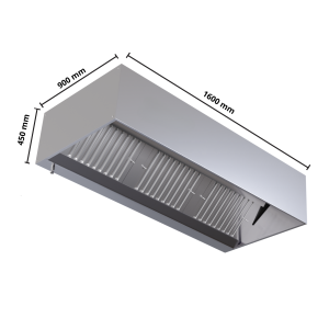 Cubic Hood 900 Led Without Dynasteel Motor - Length 1600 & Stainless Steel AISI 304