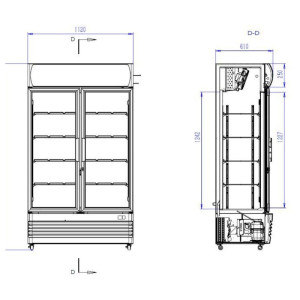 Koelvitrine voor Dranken 2 Glazen Deuren 670 L CombiSteel - Professionele Koelkast