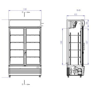 Refrigerated Beverage Display Case 2 Glass Doors 670 L CombiSteel - Professional Refrigerated Cabinet