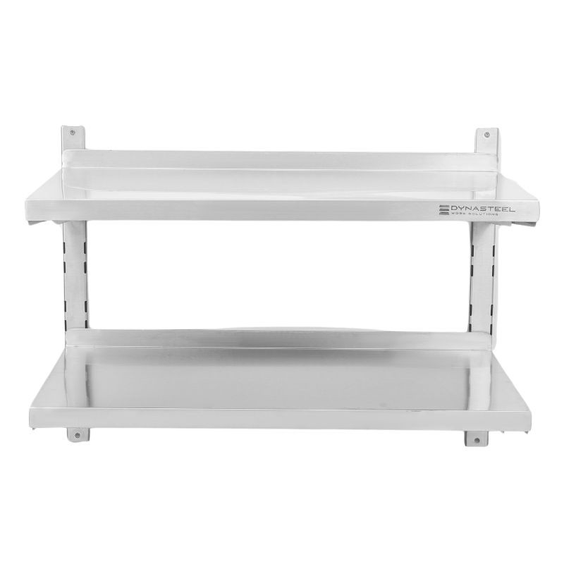 Stainless Steel Wall Shelves on 2 Levels - W 800 x D 400 mm Dynasteel