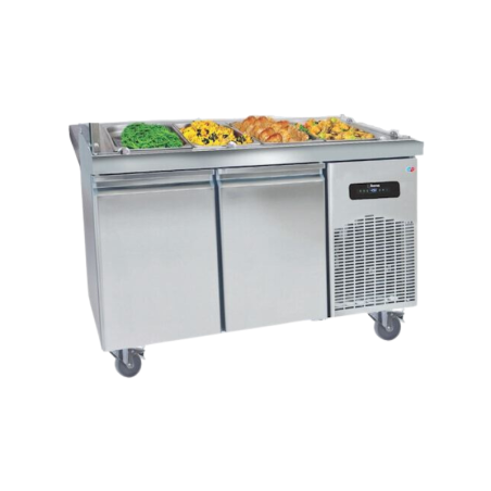 Stainless Steel Heated Buffet 4 Pans Refrigerated Sideboard 2 Doors MultiGroup