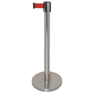Retractable Red Belt Barrier 3m Bolero, Durable Stainless Steel - Safety and Flexibility.