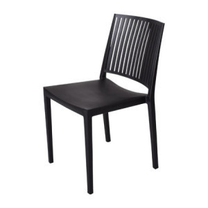 Stapelbare Außenstühle aus schwarzem Polypropylen - Komfort und UV-Beständigkeit, Set von 4