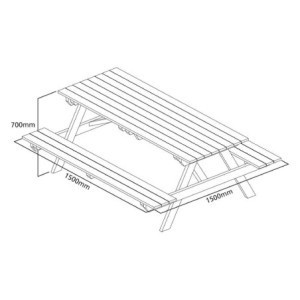 Picknicktafel hout 1,5m elegant en stevig