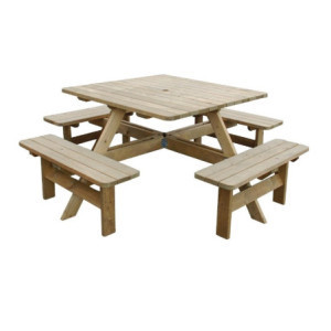 Vierkante houten picknicktafel Rowlinson 1980mm: Gezelligheid en robuustheid
