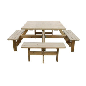 Vierkante houten picknicktafel Rowlinson 1980mm: Gezelligheid en robuustheid