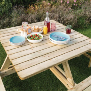 Rowlinson 1980mm Square Wooden Picnic Table: Conviviality and Robustness