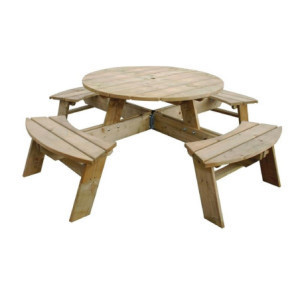 Picknicktafel van rond hout 2000mm Rowlinson: Stevig & Elegant