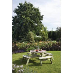 Ronde Houten Picknicktafel 2000mm Rowlinson: Robuust & Elegant