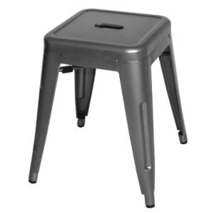 Grijze metalen lage krukken - Set van 4 Bolero Bistro