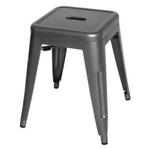 Low Stools in Grey Metal Steel - Set of 4 Bolero Bistro