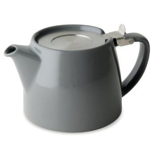 Théière Grise 500ml FORLIFE - Céramique de haute qualité, passoire à thé en acier inoxydable