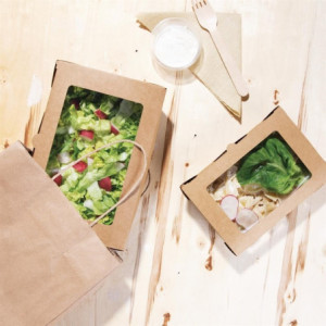 Doos Salade PET 700 ml - Venster - Partij 200 Geniet van Fiesta Recyclebaar