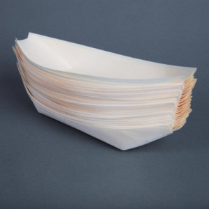 Biodegradable Poplar Wood Boat Dishes 250 mm - Pack of 100 & Environmentally Friendly