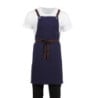 Navy blue cotton bib apron for kitchen professionals - Quality and style guaranteed