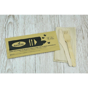 Wooden Cutlery Set 3-in-1 x250: Food Grade & Eco-friendly