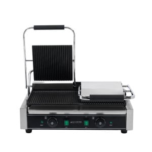 Grill Panini Double - Geribbelde Platen - Dynasteel