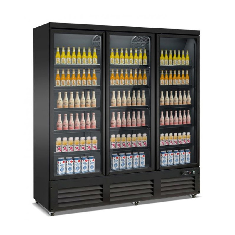 Black Drinks Display Case 1600 L - 3 Glass Doors CombiSteel