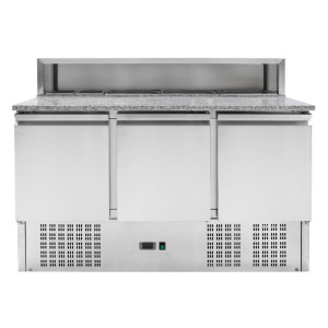 Refrigerated Pizza Counter - 3 Doors - 8 GN 1/6 Pans | Dynasteel