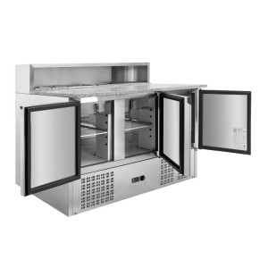 Refrigerated Pizza Counter - 3 Doors - 8 GN 1/6 Pans | Dynasteel