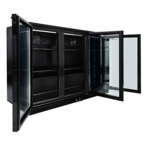 Rückkühlschrank 328 L 3 Glastüren Schwarz