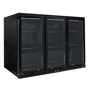 Rückkühlschrank 328 L 3 Glastüren Schwarz