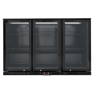 Refrigerated Back Bar 328 L 3 Glass Doors Black