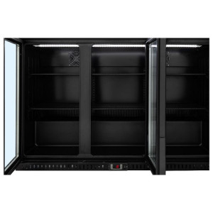 Refrigerated Back Bar 328 L 3 Glass Doors Black