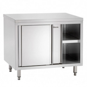 Stainless Steel Furniture with Sliding Doors and Shelf - L 1000 mm - Refurbished