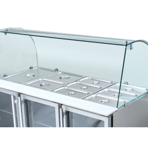 Saladette Kühlschrank 4 GN 1/1 - 3 Glastüren - Dynasteel