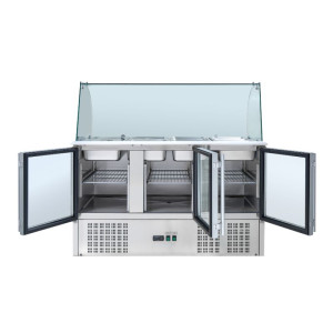 Saladette Kühlschrank 4 GN 1/1 - 3 Glastüren - Dynasteel