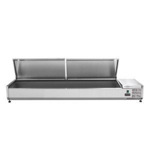 Saladette Koelvitrine om Neer te Zetten Deksel Inox - 9 x GN 1/3 - Dynasteel