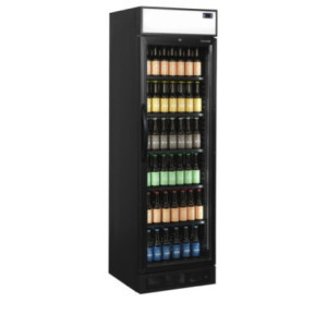 TEFCOLD 358L Black Refrigerated Beverage Display - Elegant design for your drinks