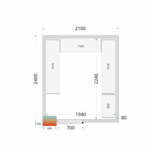 TEFCOLD Cold Room Panel 2100x2400x2200 mm - Stainless Steel AISI 304