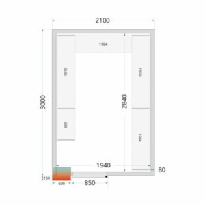 Kühlraumplatte TEFCOLD 2100x3000x2200mm - Isolierung 80mm