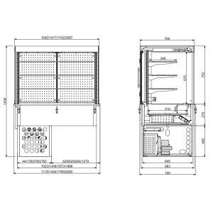 Vitrine Koeling Muur Inbouw - L 1440 x P 720 mm - CombiSteel