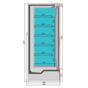 Mike Wall Refrigerated Display Case with 2 Doors - CombiSteel - 1.98 m²