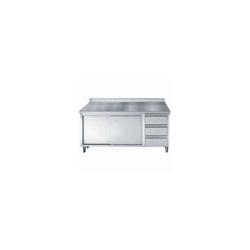 Stainless Steel Low Cabinet CombiSteel - 2 Doors and 3 Drawers