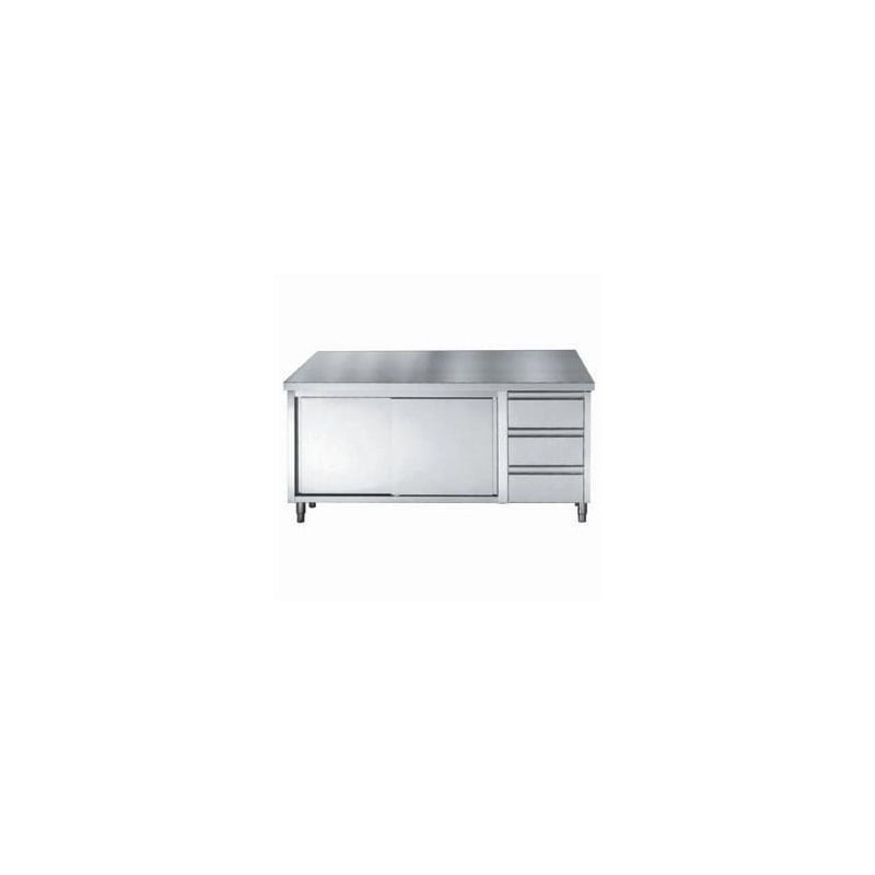 Edelstahl-Unterschrank GN 1/1 - 2 Türen und 3 Schubladen - L 1800 x T 700 mm | Qualität CombiSteel